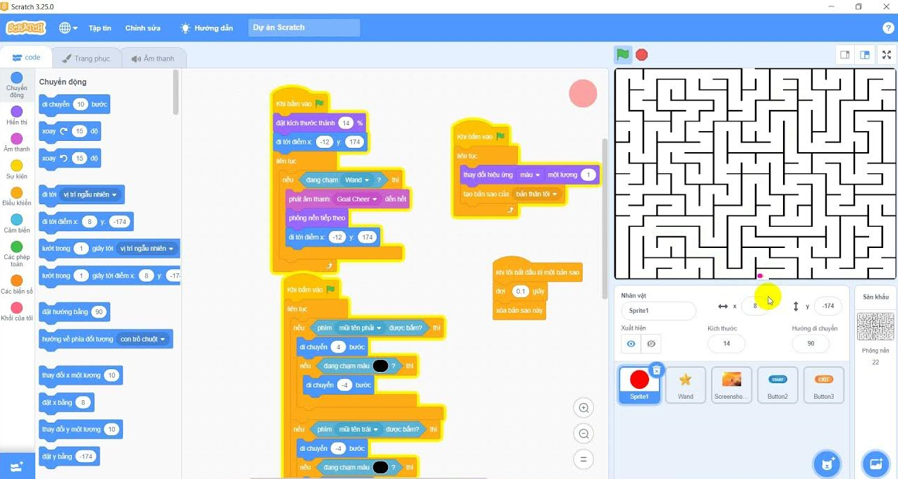 Lập trình game mê cung trong Scratch